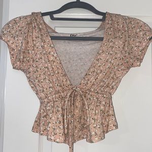 PACSUN Pink floral tie blouse